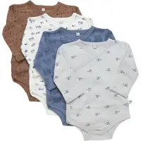 Pippi Baby Slå-om Bodyer l/æ - 4-pak - Blue Mirage - - 68 - Body L/Æ