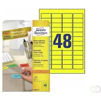 Avery-Zweckform Etiketter 21.2 x 45.7 mm gul, aftagelige - (20 ark x 48 stk.)