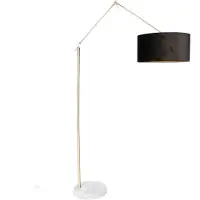 QAZQA Moderne gulvlampe guld fløjlsskærm sort 50 cm - Editor