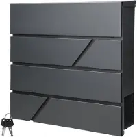 ECD-Germany ML Design Modern Design Postkasse med avisrum 37x11x37cm Rustfrit stål Pulverbelagt antracit inkl. 2 nøgler, monteringsmateriale-Vægpostkasse Mailbox