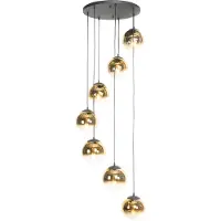 QAZQA Smart pendellampe sort med guldglas 7-lys inkl. 7 Wifi A60 - Pallon