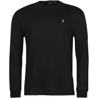 Ralph Lauren Polo Ralph Laurentil mænd. 710760121001 Custom Slim Fit sort bomuldst-shirt (S), Casual, Lange ærmer