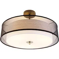 QAZQA Moderne loftslampe sort med hvid 50 cm 3-lys - Drum Duo