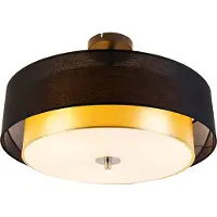 QAZQA Moderne loftslampe sort med guld 50 cm 3-lys - Drum Duo