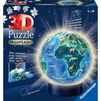 Ravensburger 3D Puslespil - 72 Brikker - Globe Nightlight - - OneSize - Puslespil