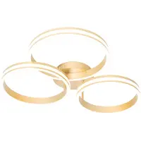 QAZQA Loftslampe messing inkl. LED 3-trins dæmpbar 3-lys - Navara