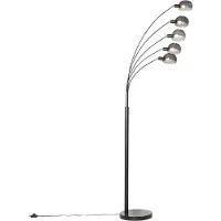 QAZQA Design gulvlampe sort med røgglas 5-lys - Sixties Marmo