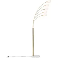 QAZQA Design gulvlampe messing med opalglas 5-lys - Sixties Marmo