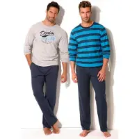 H.I.S. Pyjamas lang beige / blå
