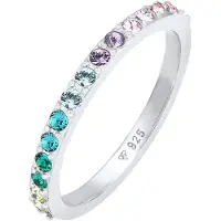Elli Ring 'Rainbow' smaragd / lyselilla / lys pink / sølv