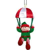 Premier jul animeret og musikalsk sparkende ben parachuterende alv