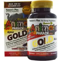Natures Plus , Animal Parade Gold, Børnesvampemultivitamin, Cherry, Grape & Orange, 120 Dyreformede Tabletter