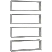 vidaXL væghylder 4 stk. 80x15x26,5 cm spånplade kubeform betongrå