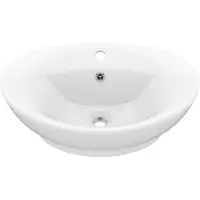 Super Merchant luksuriøs håndvask overløb 58,5x39 cm keramisk oval mat hvid
