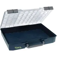 Raaco CarryLite 80, Værktøjskasse, Polykarbonat (PC), Polypropylen, Blå, Transparent, 13 kg, Hængsel, 413 mm