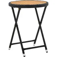vidaXL tebord 60 cm massivt akacietræ og polyrattan sort