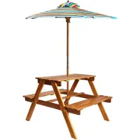 vidaXL Picnicbord Med Parasol Til Børn 79x90x60 Cm Akacietræ