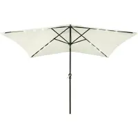 vidaXL Parasol Med LED-Lys Og Stålstang 2x3 M - Sandfarvet