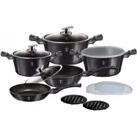 Berlinger Haus BH/6886, Mixed set, Grå, Aluminium, Marmor, Sort, Ergonomisk, Blød berøring