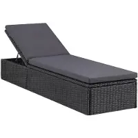 vidaXL liggestol polyrattan sort og mørkegrå