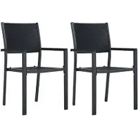 vidaXL havestole 2 stk. plastik rattanlook sort