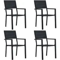 vidaXL Havestole HDPE Trælook - 4 / Sort