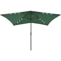 vidaXL parasol med LED-lys og stålstang 2x3 m grøn