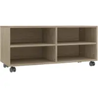 vidaXL tv-skab med hjul 90 x 35 x 35 cm spånplade sonoma-egetræsfarvet