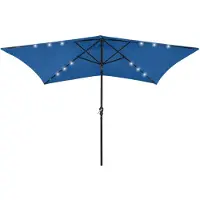 vidaXL parasol med LED-lys og stålstang 2x3 m azurblå
