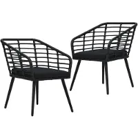 vidaXL Havestole Med Hynder Polyrattan - Sort