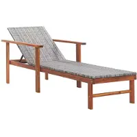 vidaXL liggestol polyrattan og massivt akacietræ grå