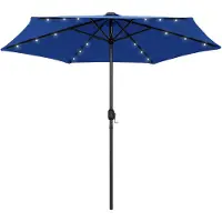 vidaXL parasol med LED-lys og aluminiumsstang 270 cm azurblå