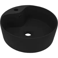 vidaXL luksuriøs håndvask med overløb 36x13 cm keramik mat sort