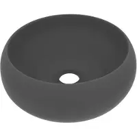 vidaXL luksuriøs håndvask 40x15 cm rund keramik mat mørkegrå