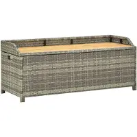 vidaXL Havebænk Med Opbevaring Polyrattan - Grå / 120 x 50 x 50 cm