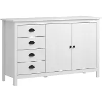 vidaXL skænk Hill 130x40x80 cm massivt fyrretræ hvid