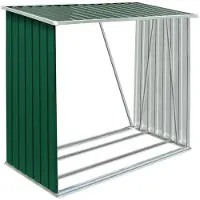 vidaXL brændeskur til haven galvaniseret stål 163x83x154 cm grøn