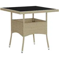 vidaXL Havebord Polyrattan Og Glas - Beige