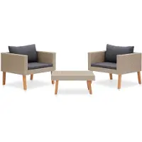 vidaXL haveloungesæt 3 dele med hynder polyrattan beige