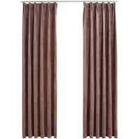 vidaXL mørklægningsgardiner kroge 2 stk. 140x225 cm fløjl gammelrosa