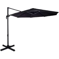 Vonroc Premium Parasol Bardolino Ø300cm – inkl krydsfod og overtræk - rund | Sort