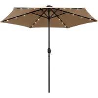 vidaXL parasol med LED-lys og aluminiumsstang 270 cm gråbrun