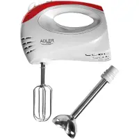 Adler AD 4212, Håndmixer, Rød, Hvid, Slå, Blande, 300 W, Plast, Rustfrit stål