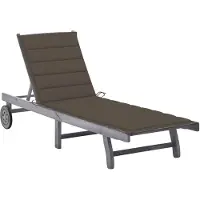 vidaXL Liggestol Med Hynde Massivt Akacietræ - Gråbrun / 200 x 63 x 85 cm