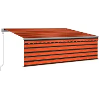 vidaXL markise m. gardin 4x3 m automatisk betjening orange og brun