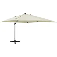 vidaXL hængeparasol med stang og LED-lys 300 cm sandfarvet
