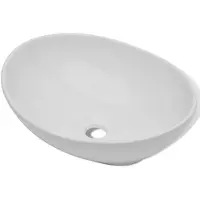 vidaXL keramisk luksushåndvask oval hvid 40 x 33 cm