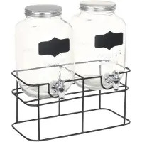 vidaXL Drikkevaredispensersæt 2 Stk. Med Stativ 2 X 4 L Glas