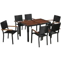 vidaXL Udendørs Spisebordssæt 5 Dele Polyrattan Og Akacietræ - 6
