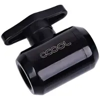Alphacool Eiszapfen 2-way ball valve G1/4 - Manuel boldventil til flydende kølesystem - dyb sort